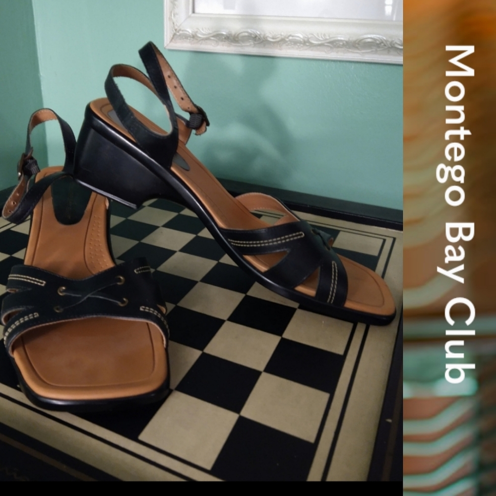 ♣️ Montego Bay Club Leather Dress Sandals Sz 9